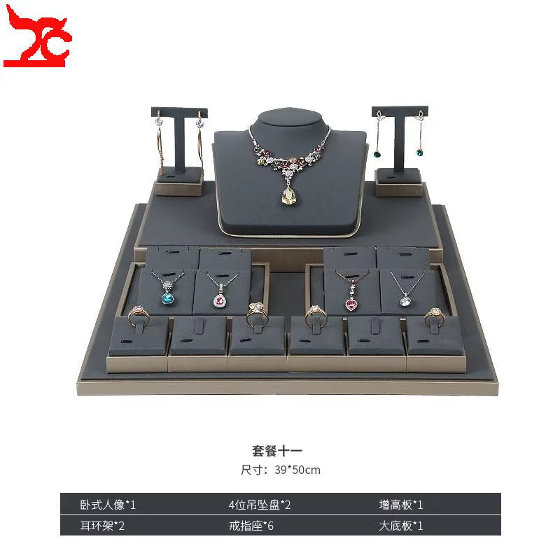 Luxury Jewelry Display Set Shop Exhibitor Counter Window Display Stand Necklace Ring Earring Organizer Holder Bracelet Rack