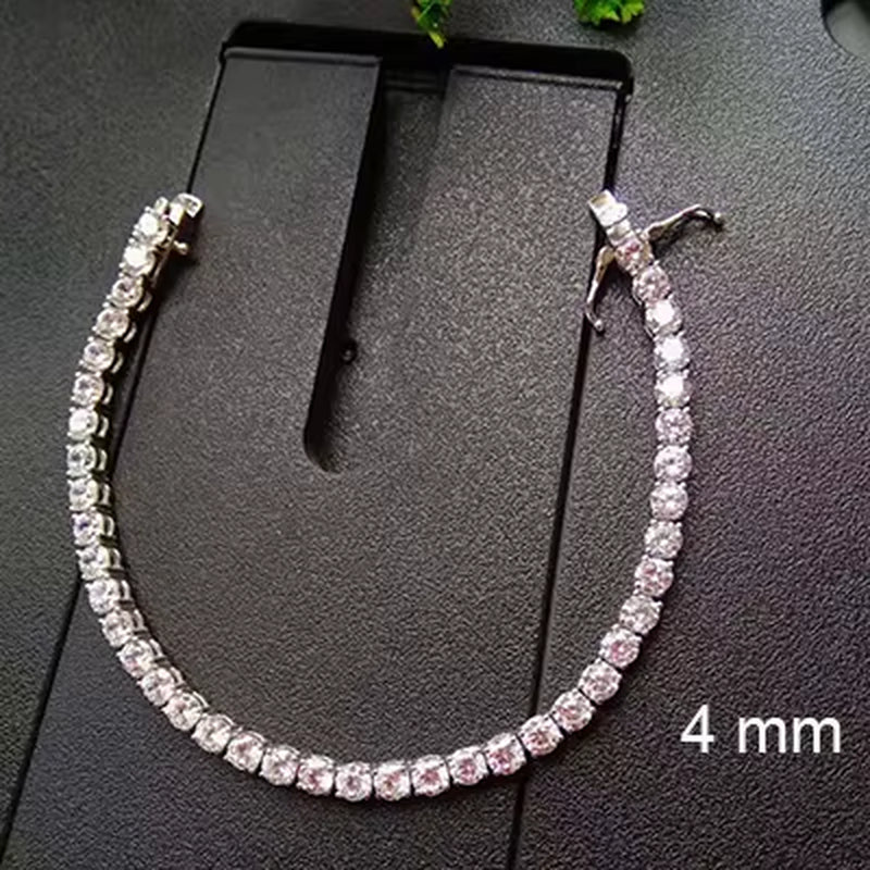 Pure Silver of 16-20.5CM Tennis Bracelet Jewelry 2-4Mm 5A CZ Eternal Gift for Wife Stunning Real 925 Jewellery