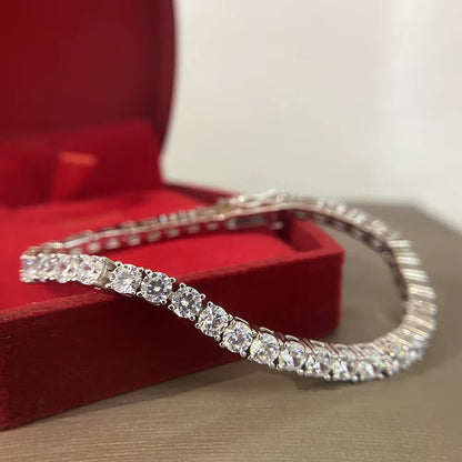 Pure Silver of 16-20.5CM Tennis Bracelet Jewelry 2-4Mm 5A CZ Eternal Gift for Wife Stunning Real 925 Jewellery