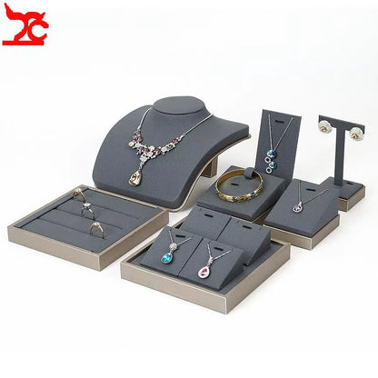 Luxury Jewelry Display Set Shop Exhibitor Counter Window Display Stand Necklace Ring Earring Organizer Holder Bracelet Rack