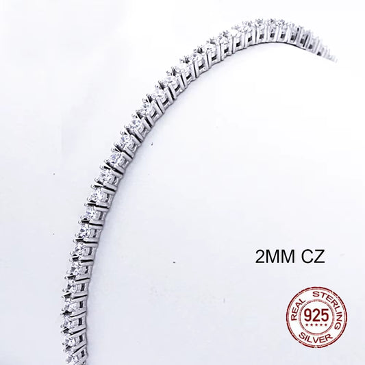 Pure Silver of 16-20.5CM Tennis Bracelet Jewelry 2-4Mm 5A CZ Eternal Gift for Wife Stunning Real 925 Jewellery