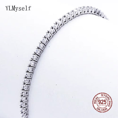 Pure Silver of 16-20.5CM Tennis Bracelet Jewelry 2-4Mm 5A CZ Eternal Gift for Wife Stunning Real 925 Jewellery