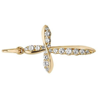 Sparkling 9Ct Yellow Gold Twist Cross Pendant Small 21 X 14Mm Christianity