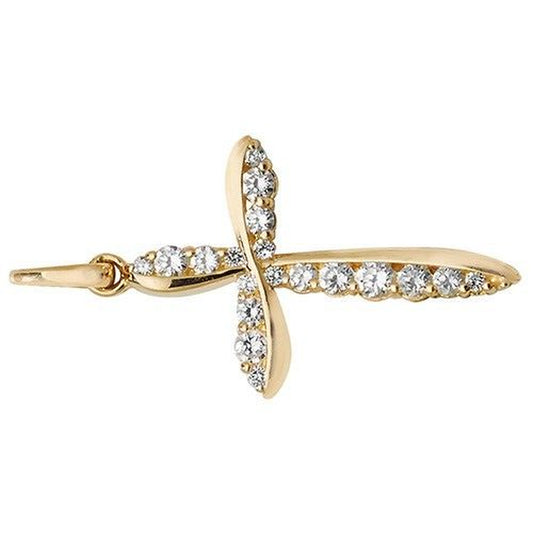 Sparkling 9Ct Yellow Gold Twist Cross Pendant Small 21 X 14Mm Christianity