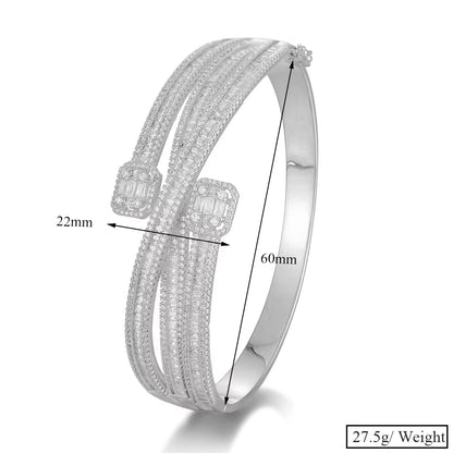 Maxi Size Crossover 3 Colors Bracelet Bangle for Women Wedding Party Zircon Crystal Engagement DUBAI Bridal Jewelry Gifts