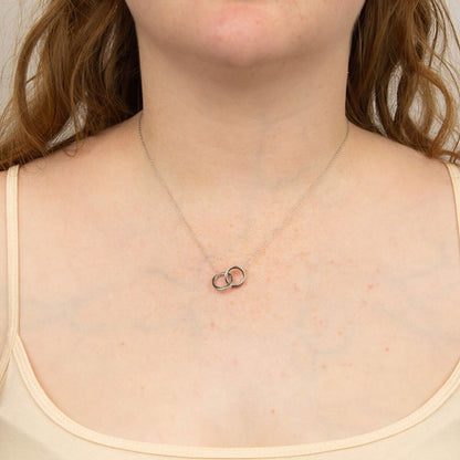 Sterling Silver Cubic Zirconia Interlocking Rings Necklace