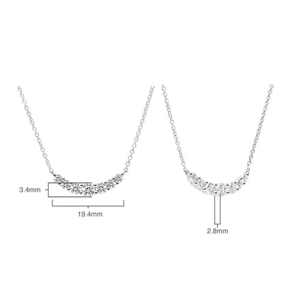 0.57Ctw round Brilliant Cut Diamond Curve Necklace, 18Ct White Gold