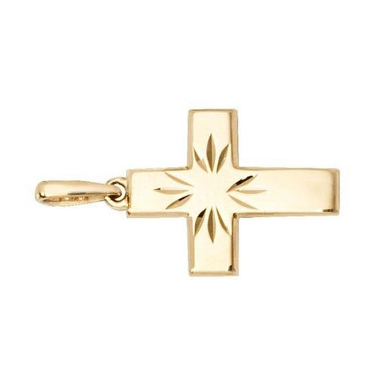 9Ct Yellow Gold Cross Pendant 13 X 11Mm Small Religious Christianity Christening