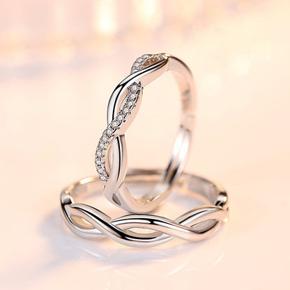 925 Sterling Silver Crystal Twisted Adjustable Ring Women Mens Jewellery Gift