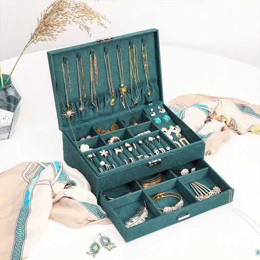 3 Layer Large Jewellery Organize Storage Necklace Storage Box Drawer Cabinet UK