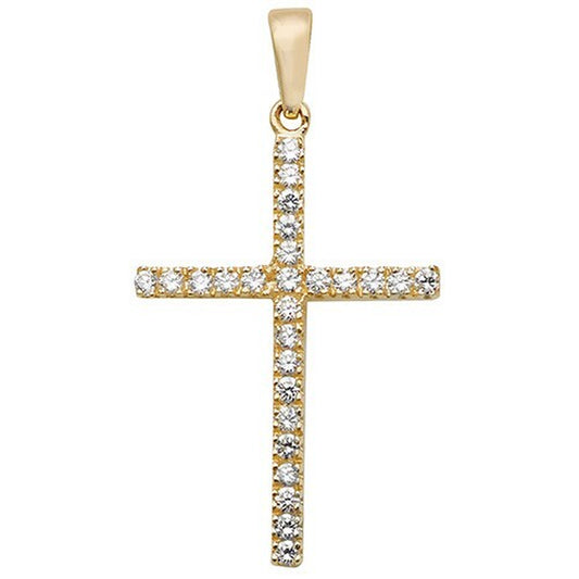 Sparkling 9Ct Yellow Gold Cross Pendant Medium 27 X 18Mm Christianity