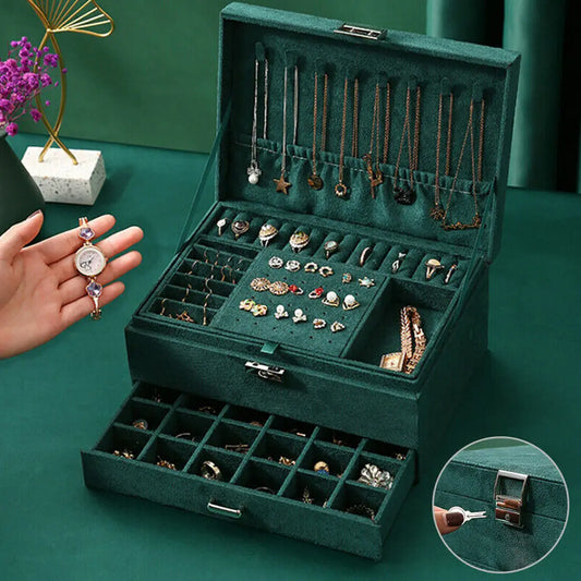 3 Layer Large Jewellery Organize Storage Necklace Storage Box Drawer Cabinet UK