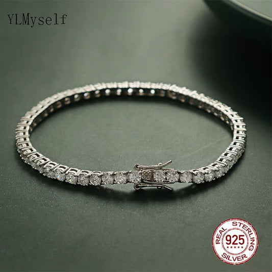 Pure Silver of 16-20.5CM Tennis Bracelet Jewelry 2-4Mm 5A CZ Eternal Gift for Wife Stunning Real 925 Jewellery