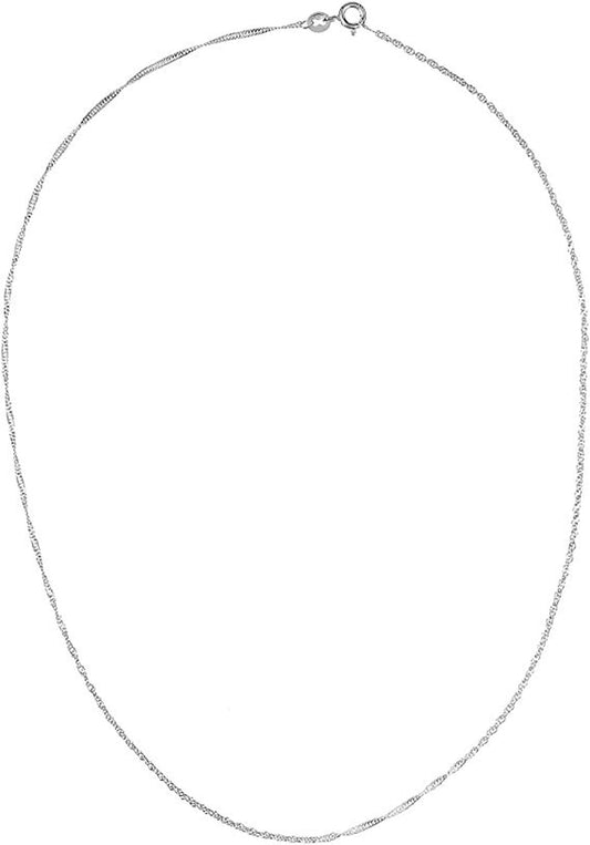 9Ct White Gold Singapore Chain Necklace 41Cm & 46Cm – Hallmarked Elegano