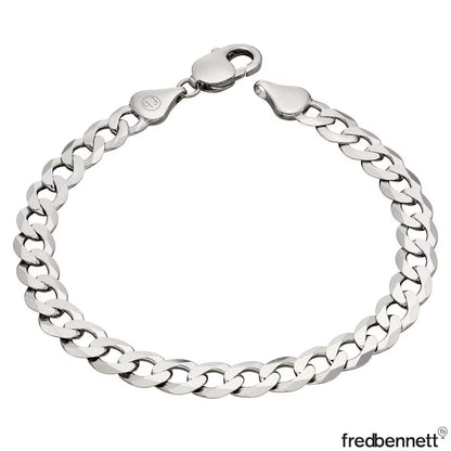 Sterling Silver Heavyweight Diamond Cut Curb Chain Bracelet