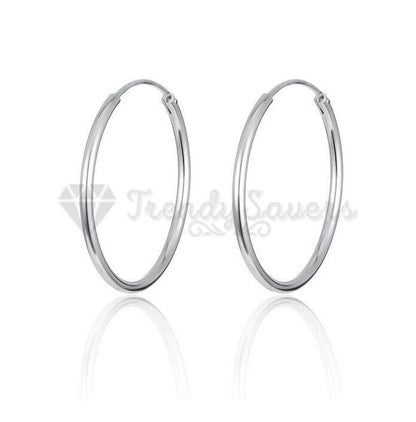 18Ct Gold Plated Silver Stainless Steel Seamless Large Small Thin Hoop Earrings