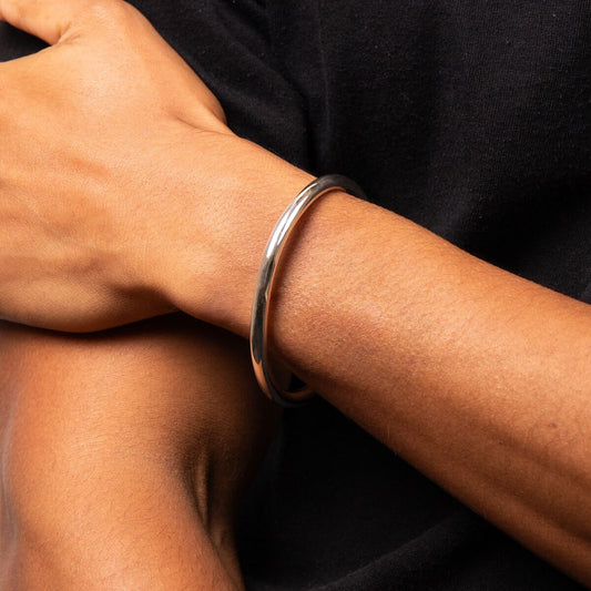 Sterling Silver Oxidised Patterned Bangle