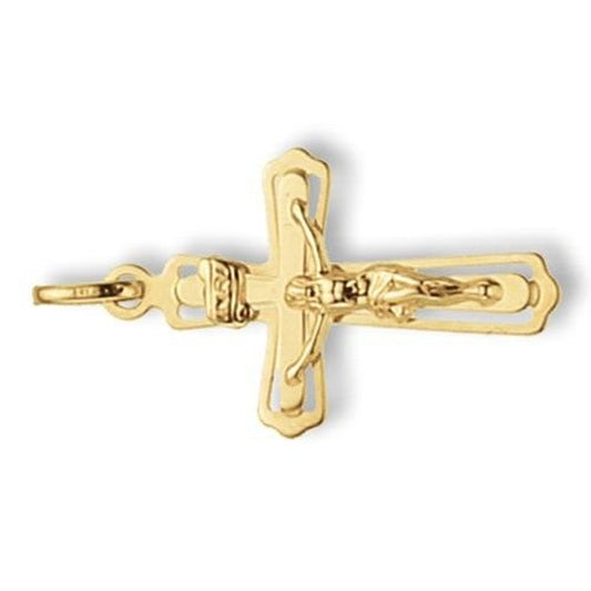 9Ct Yellow Gold Crucifix Cross Pendant Medium 30 X 15Mm Christening Communion