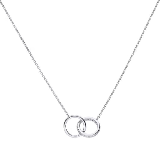Sterling Silver Cubic Zirconia Interlocking Rings Necklace