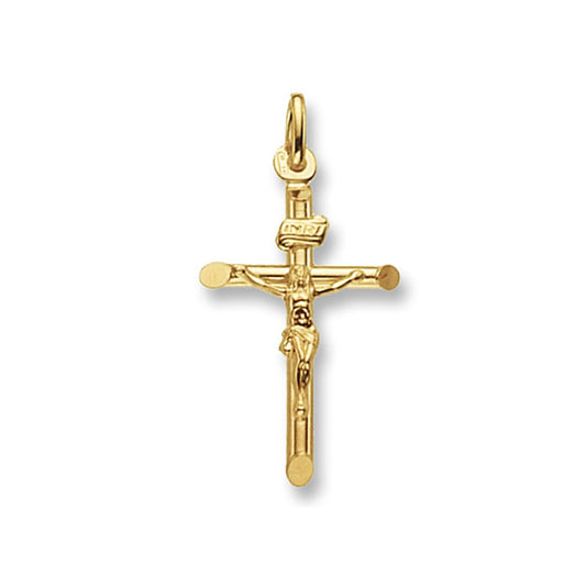 9Ct Yellow Gold Crucifix Cross Pendant Medium 30 X 15Mm Christening Communion