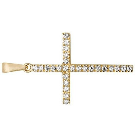 Sparkling 9Ct Yellow Gold Cross Pendant Medium 27 X 18Mm Christianity