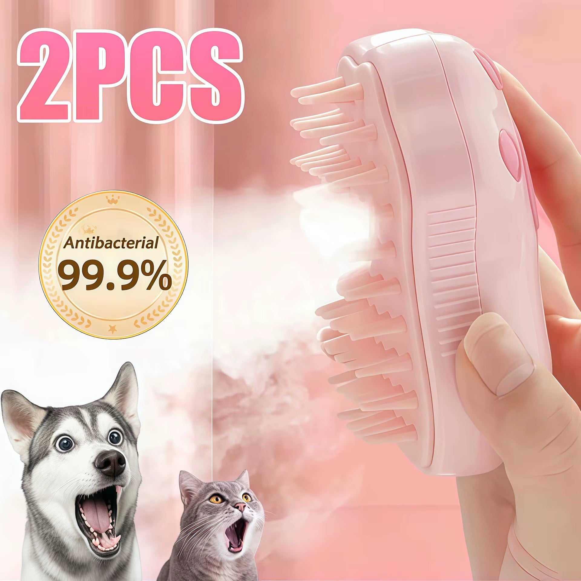 3 in 1 Cat Dog Steamy Brush Steam Brush Electric Sprayer for Massage Pet Grooming Tool Shedding Electric Sprays Massage Combs