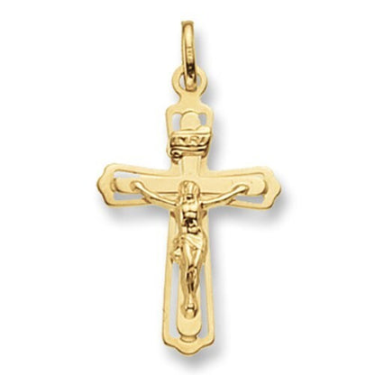 9Ct Yellow Gold Crucifix Cross Pendant Medium 30 X 15Mm Christening Communion