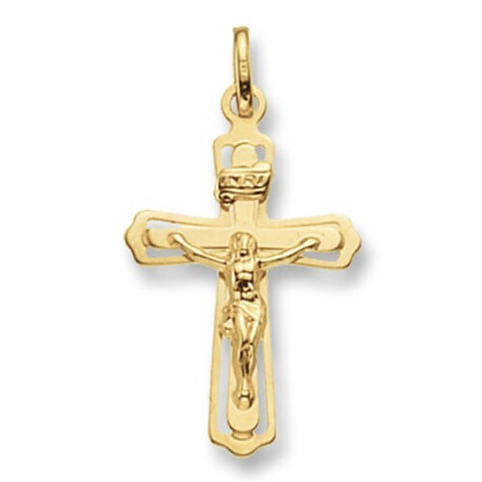 9Ct Yellow Gold Crucifix Cross Pendant Medium 30 X 15Mm Christening Communion