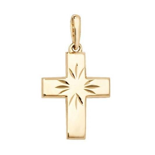 9Ct Yellow Gold Cross Pendant 13 X 11Mm Small Religious Christianity Christening