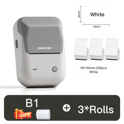 B1 Thermal Label Printer Bluetooth Portable Pocket Label Maker Barcode QR Code Self-Adhesive Sticker Labeling Machine