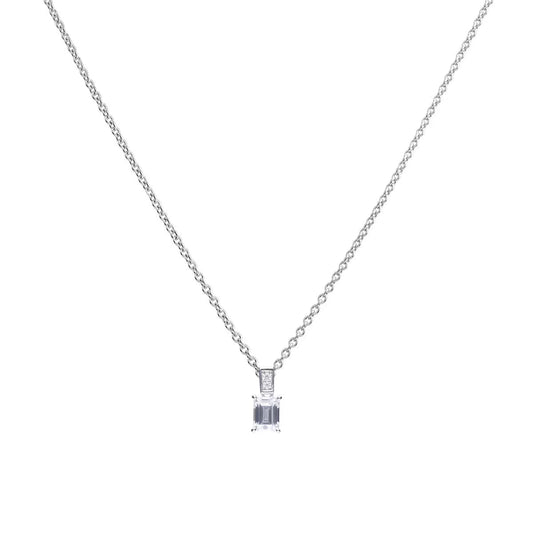 Sterling Silver Emerald Cut Cubic Zirconia Pendant