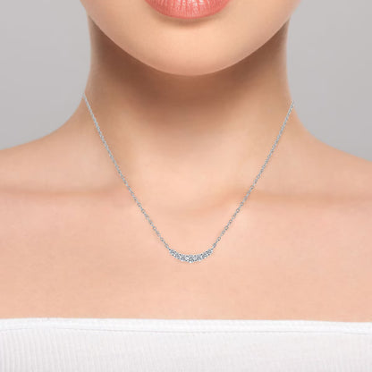 0.57Ctw round Brilliant Cut Diamond Curve Necklace, 18Ct White Gold