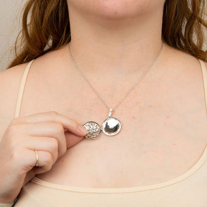 Sterling Silver round Medallion Filigree Locket