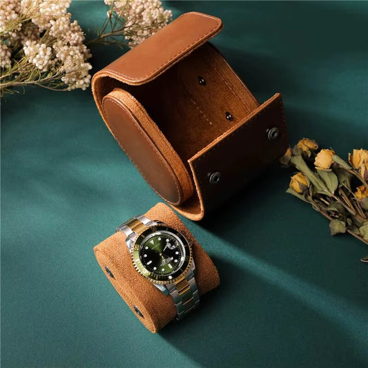 Travel Watch Case Roll Organizer for Men Vegan Faux Leather Watch Display Case Watch Storage Holder for Collection