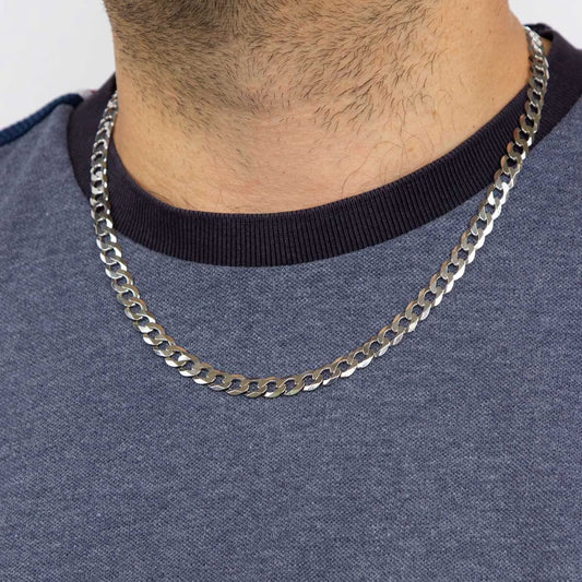 Sterling Silver Heavyweight Diamond Cut Curb Chain Necklace